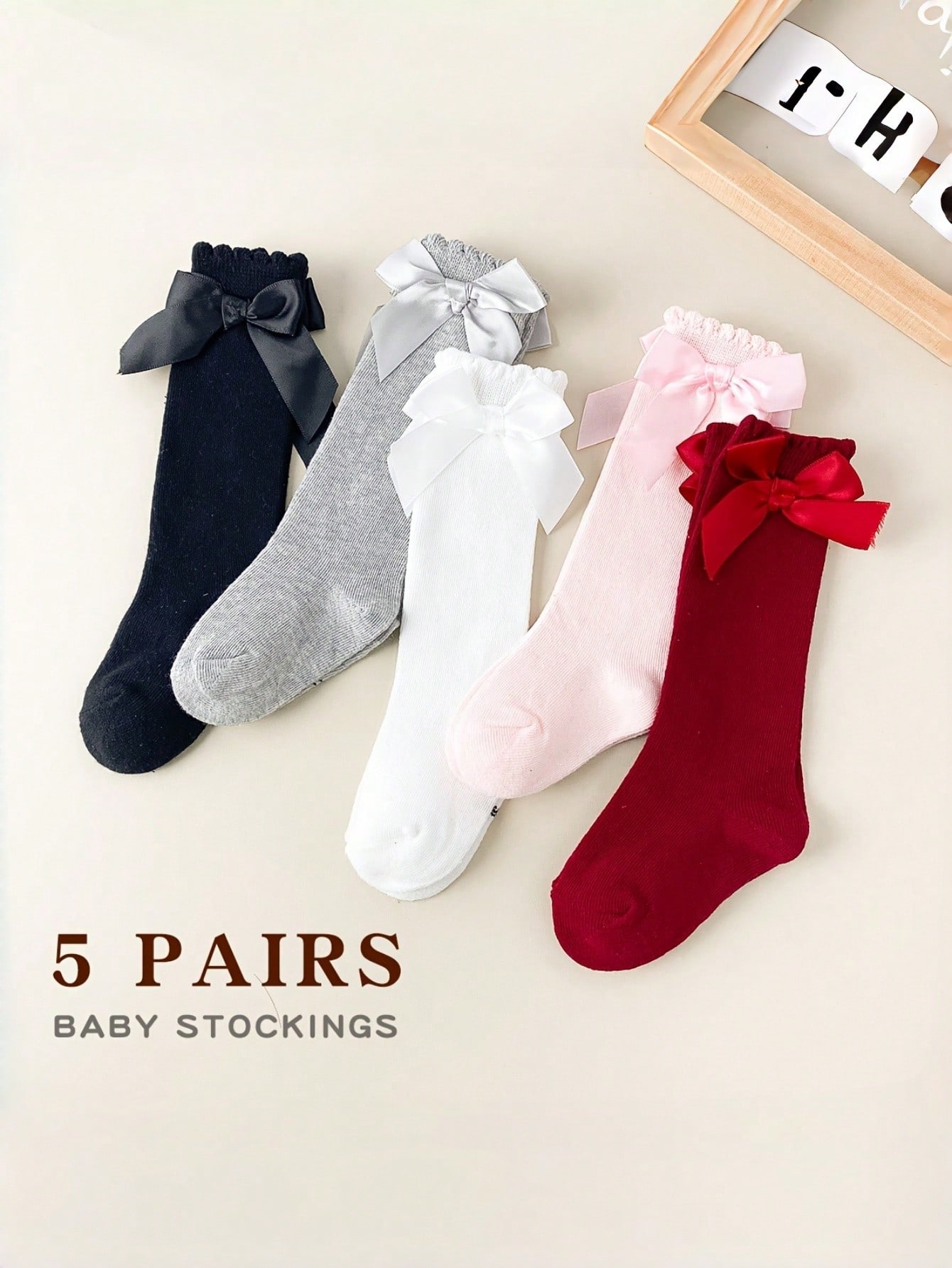 Baby Sock Oximeter - 1/5 Pairs Baby Girls Bow Knee