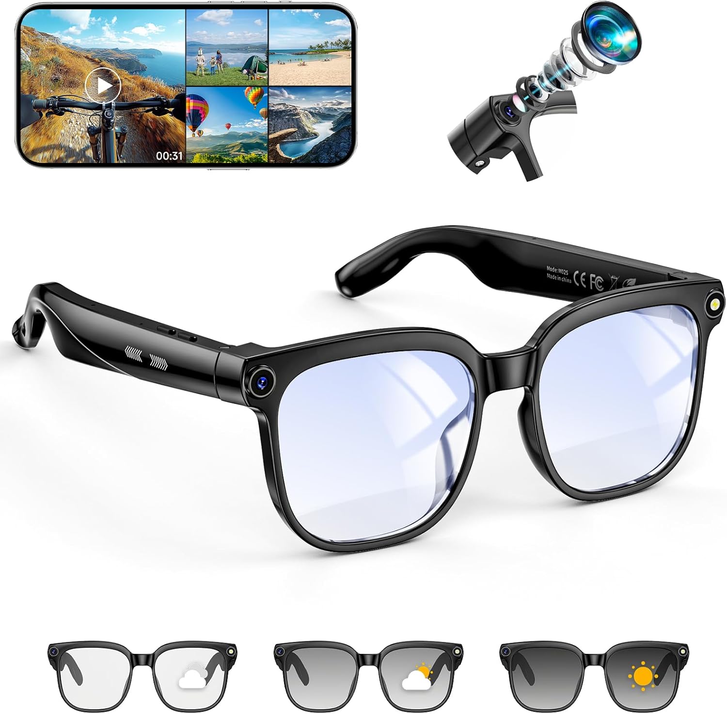 8MP Camera Smart Glasses: 4K P - Smart Glasses Lens recensione e prezzo